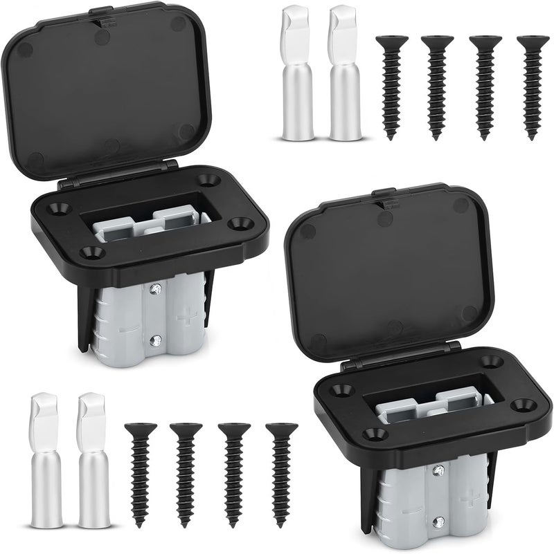 ZEHGCH 2PCS 12-36V Battery Quick Connect/Disconnect Electrical Connector Plug Kit with Flush Mount Dust Cover (Grey,50A 6AWG) - Image 1